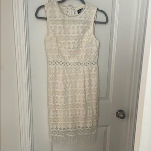 Lulu's Cream Sheath Mini Dress Scoop Neck Sleeveless